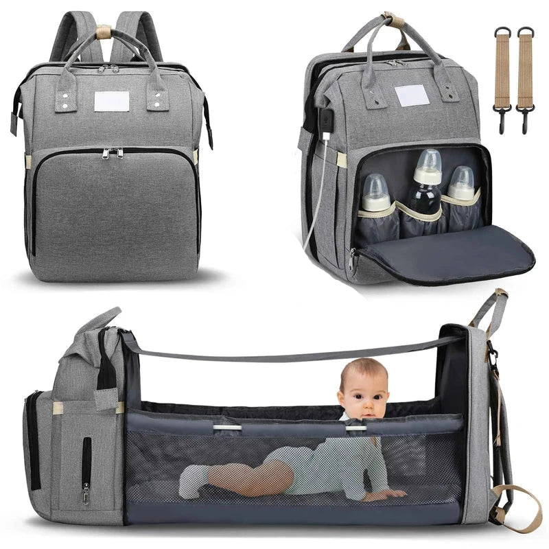 Large Capacity Changing Bag with Foldable Crib